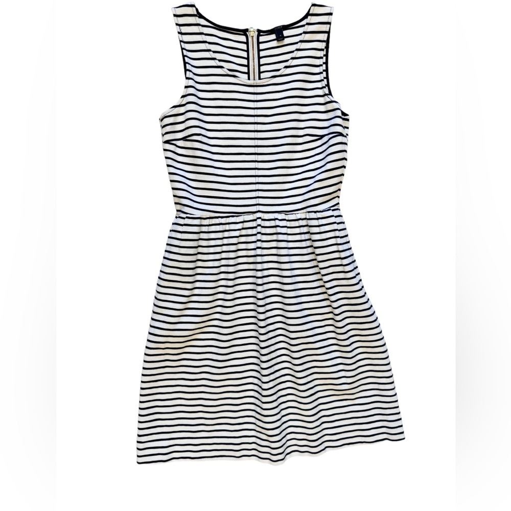 J. Crew White and Black Striped Sleeveless Dress